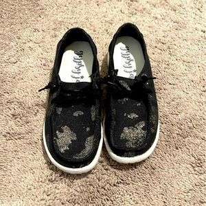 Gypsy jazz cow print slip on shoes